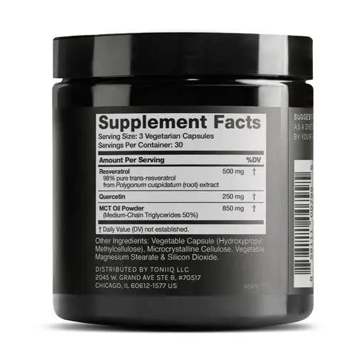 Toniiq 1600mg Resveratrol Blend - Ultra High Purity and 3rd Party Tested - with MCT Oil for Added Bioavailability - Optimal NAD Supplement Toniiq buy supplements Au