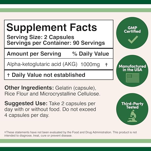 AKG Supplement (Alpha Ketoglutaric Acid) 1,000mg Per Serving (180 Capsules) Different Double Wood SupplementsBuy Supplements Australia