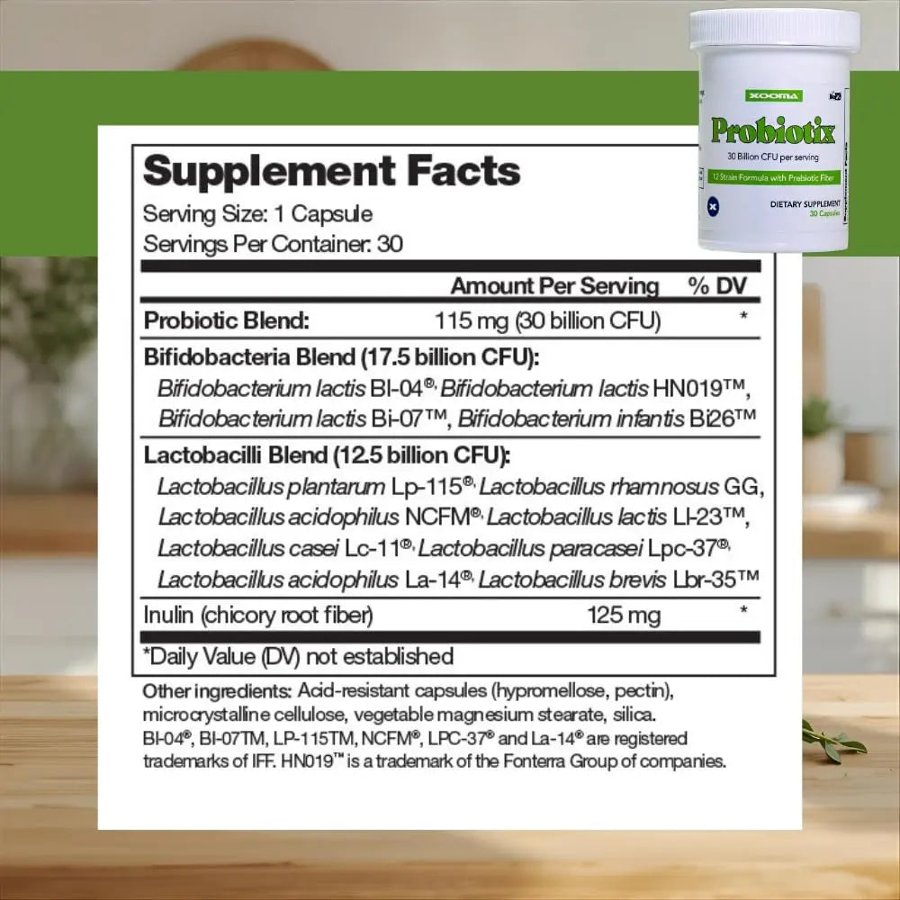 Probiotix – 12 Strain Probiotic + Prebiotic Fiber, 30 Billion CFU | Gut Health & Digestive Balance | Gas & Bloating Support | Immune System Reinforcement | Gluten, Soy & Dairy Free – 30 Capsules Xooma buy supplements Au