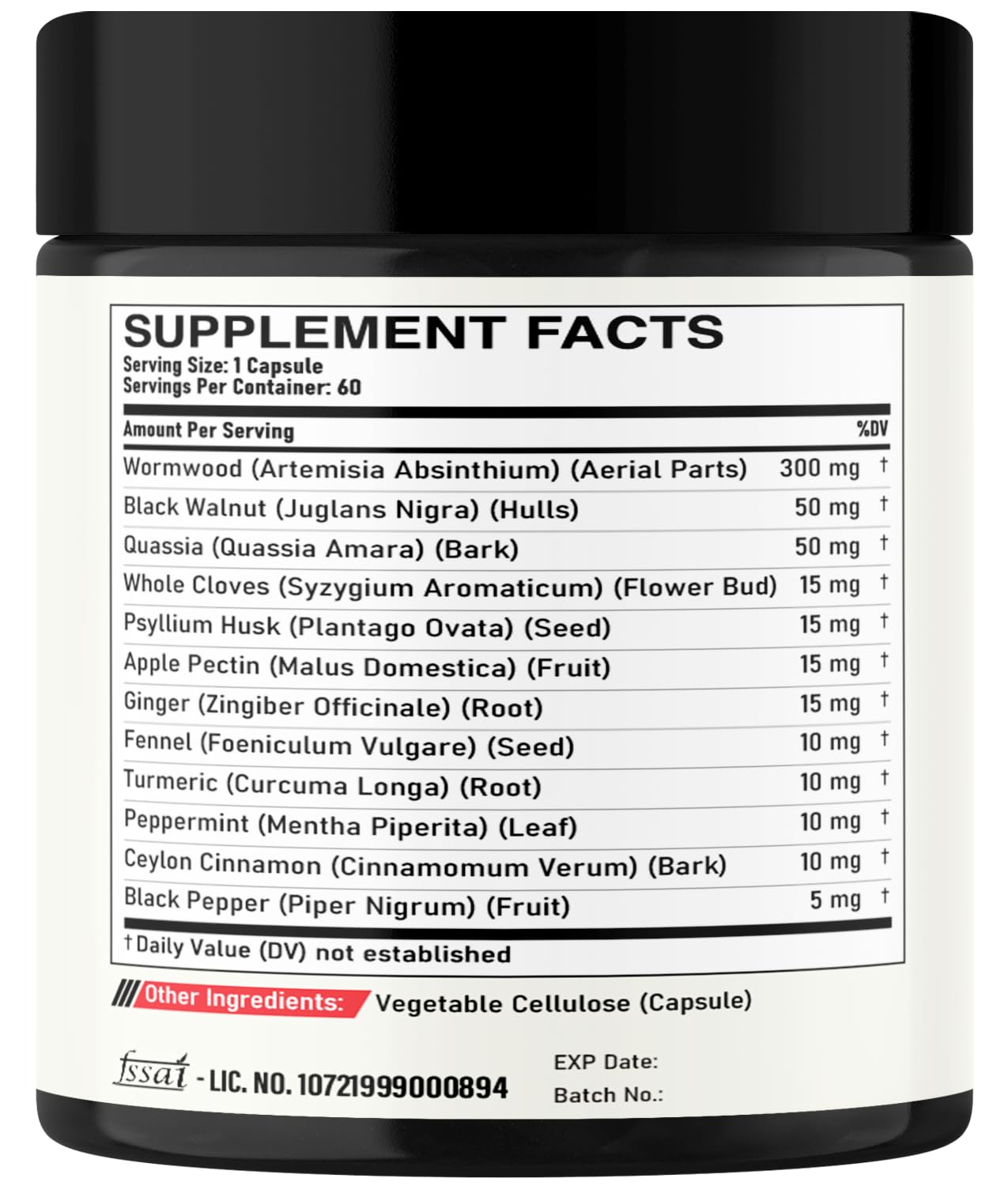 DEDICAD 12in1 Wormwood Capsules Black Walnut Cloves, Ginger, Turmeric Curcumin & Black Pepper - Immune System - 60 Capsules DEDICADĀ buy supplements Au