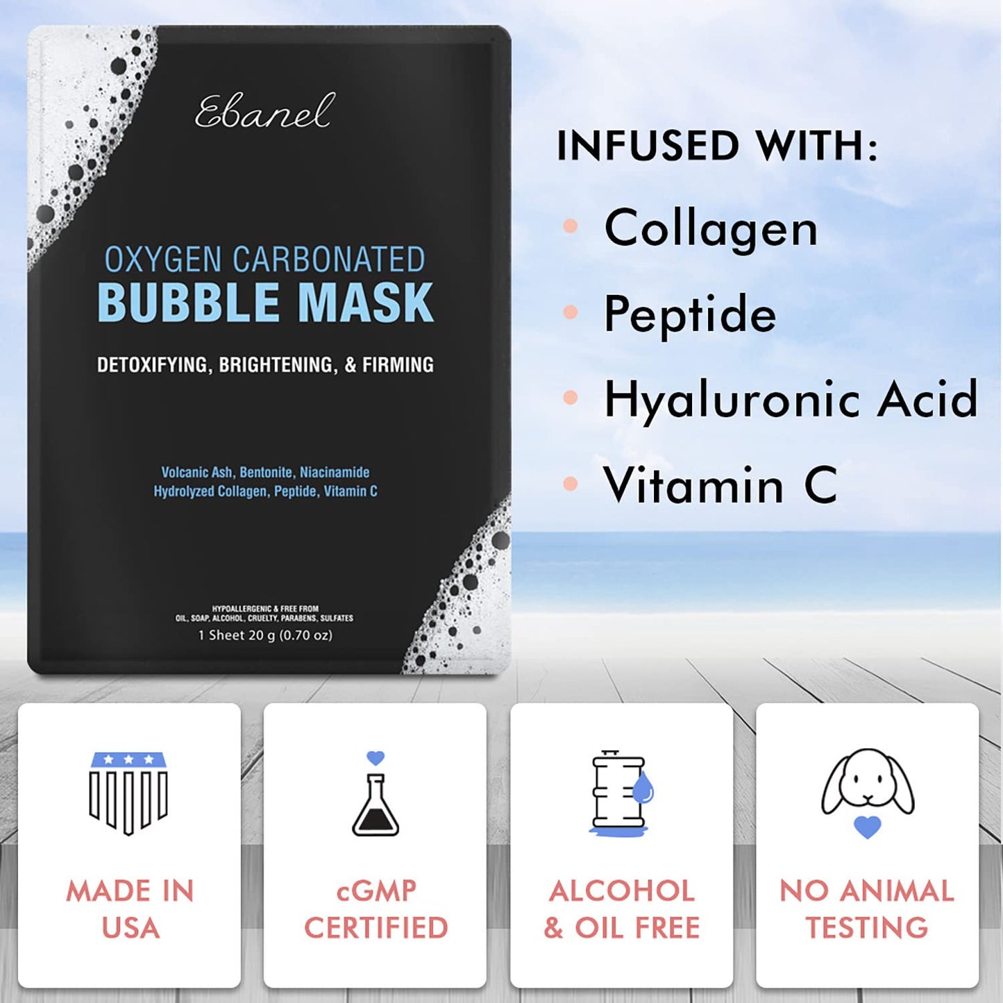 Ebanel Bundle of 15-Pack Collagen Face Mask, and 10-Pack Carbonated Bubble Clay Mask Ebanel buy supplements Au