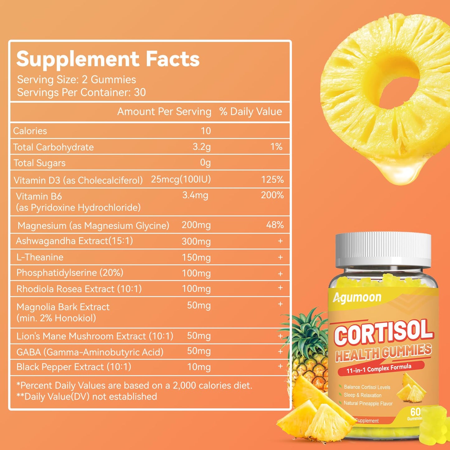 Agumoon Cortisol Gummies for Women, Cortisol Supplements with Ashwagandha, Magnesium, L-theanine, for Relaxation and Mood Support - 120 Gummies AgumoonBuy Supplements Australia
