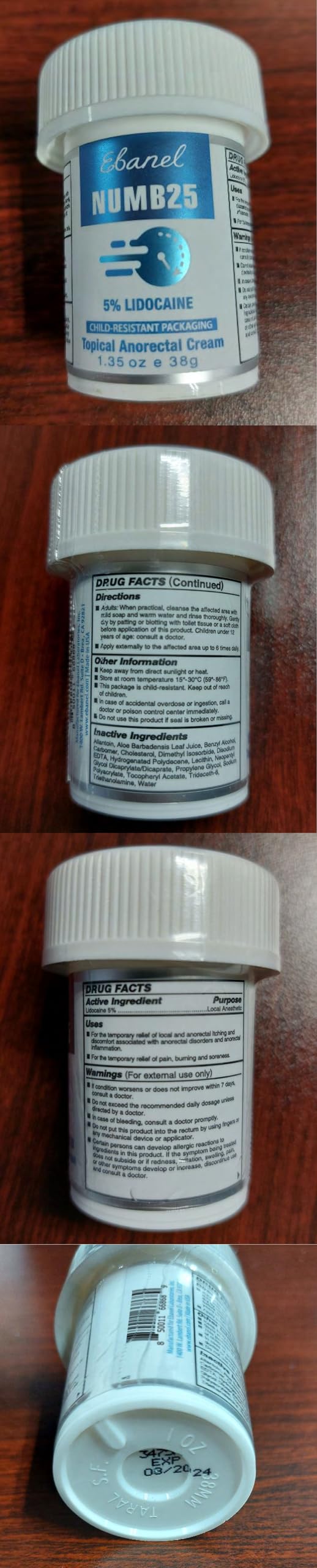 Ebanel 5% Lidocaine Numbing Cream, Pain Relief Burn Itch Numb Cream, Maximum Strength Numb25 Topical Anesthetic with Allantoin, Vitamin E for Local and Anorectal Uses, Hemorrhoid Treatment, 1.35 Oz Gosupps WWW buy supplements Au