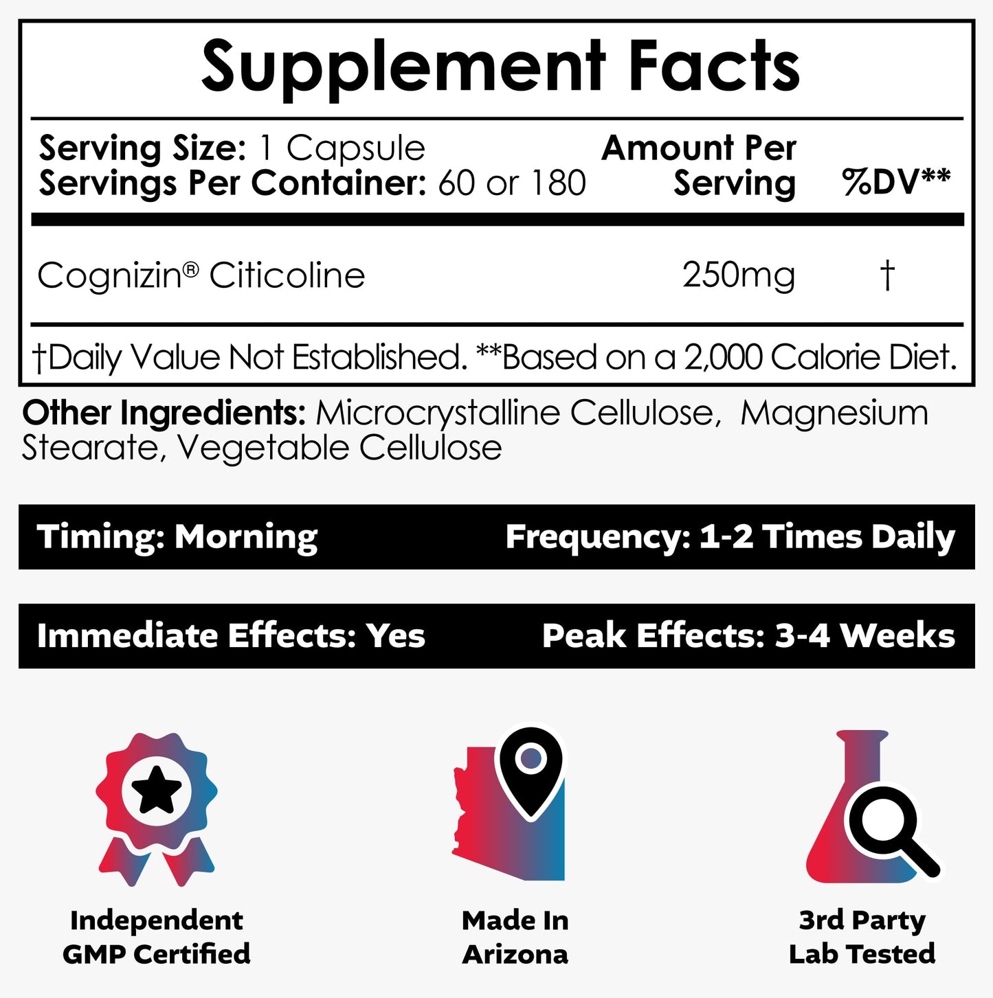 Nootropics Depot Cognizin Citicoline Capsules | 60 Count | Choline Supplement | Brain Health Supplement | Regulates Memory and Cognitive Function | Supports Attention, Focus and Recall Nootropics DepotBuy Supplements Australia
