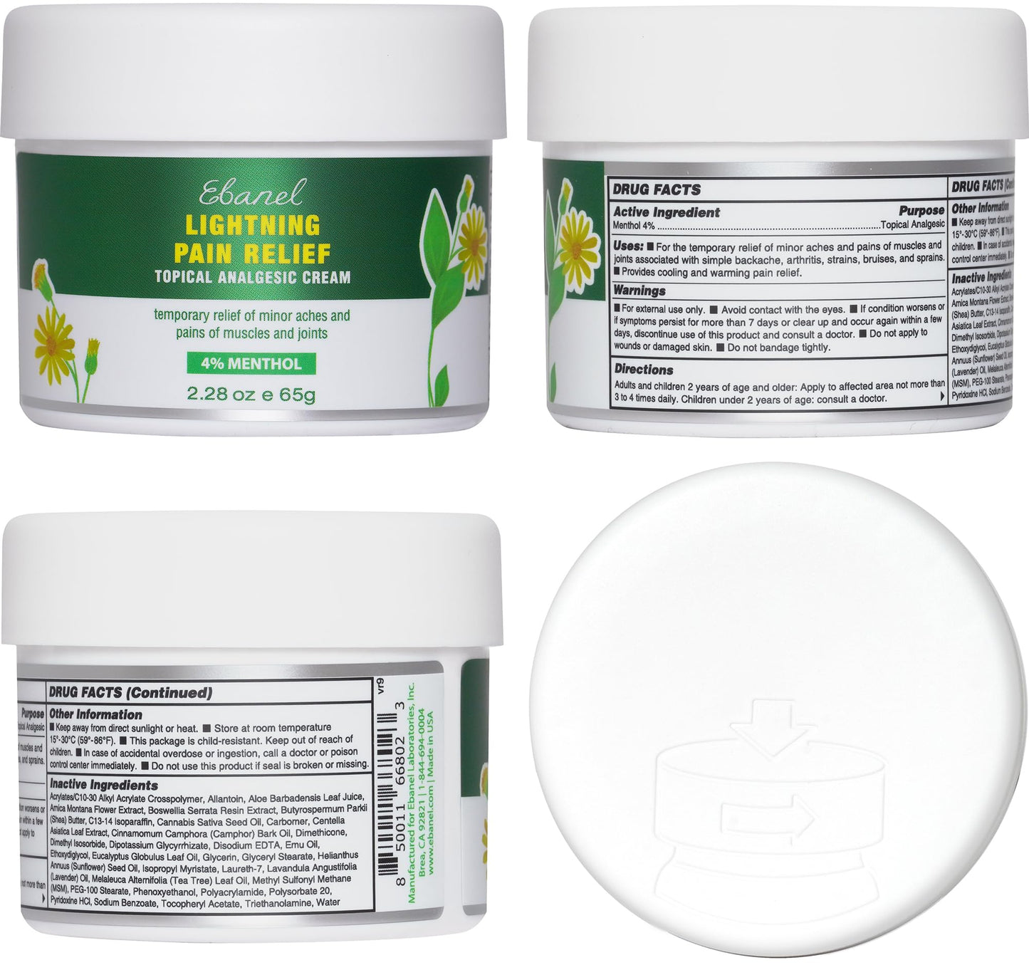Ebanel Pain Relief Cream for Arthritis, Back, Joint, Foot, Neck, Strains & Sprains with Menthol, Camphor, Arnica, Emu Oil, MSM, Boswellia, Soothing Muscle Pain Relief Cream Ebanel buy supplements Au