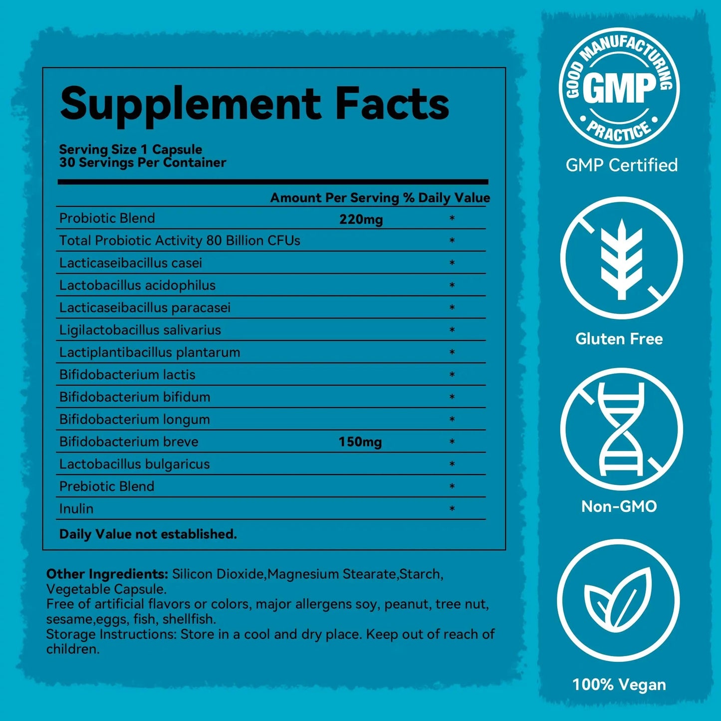 Teelne Probiotics 80 Billion CFU - 10 strains, Prebiotic+ Probiotics Support Digestive & Gut Health, Bloating & Constipation Relief, 30 Capsules (30-Day Supply) Teelne buy supplements Au