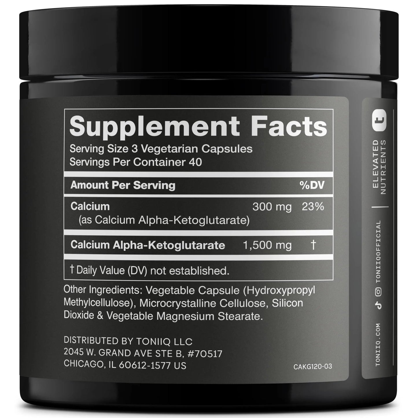 Toniiq 1500mg Ultra High Purity Ca AKG Supplement - 99%+ Highly Purified and Bioavailable Calcium Alpha-Ketoglutarate - Calcium AKG Longevity Supplement - 120 Ca-AKG Vegetarian Capsules Toniiq buy supplements Au