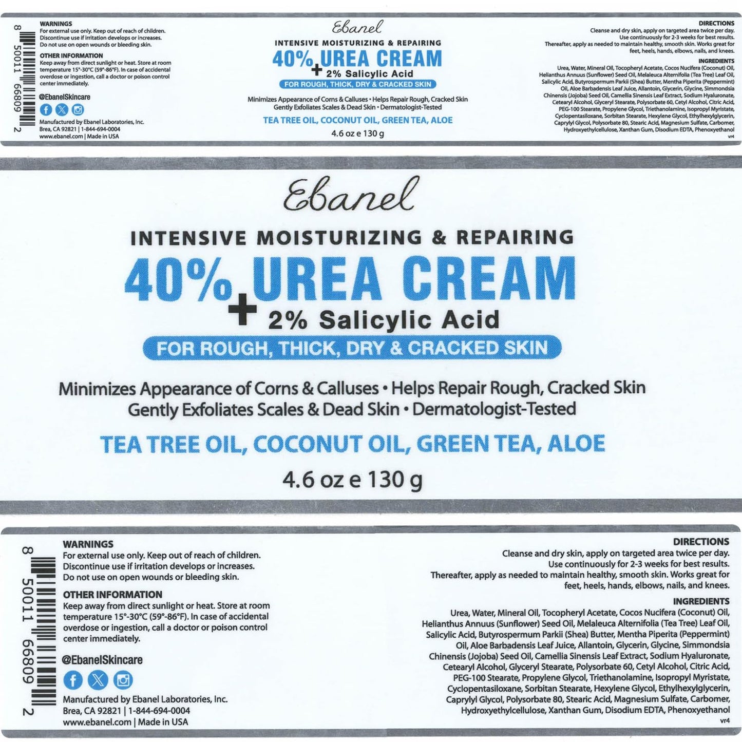 Ebanel Bundle of 40% Urea Cream 4.6 Oz, and Exfoliating Face Scrub Peeling Gel 4.12 Oz Ebanel buy supplements Au