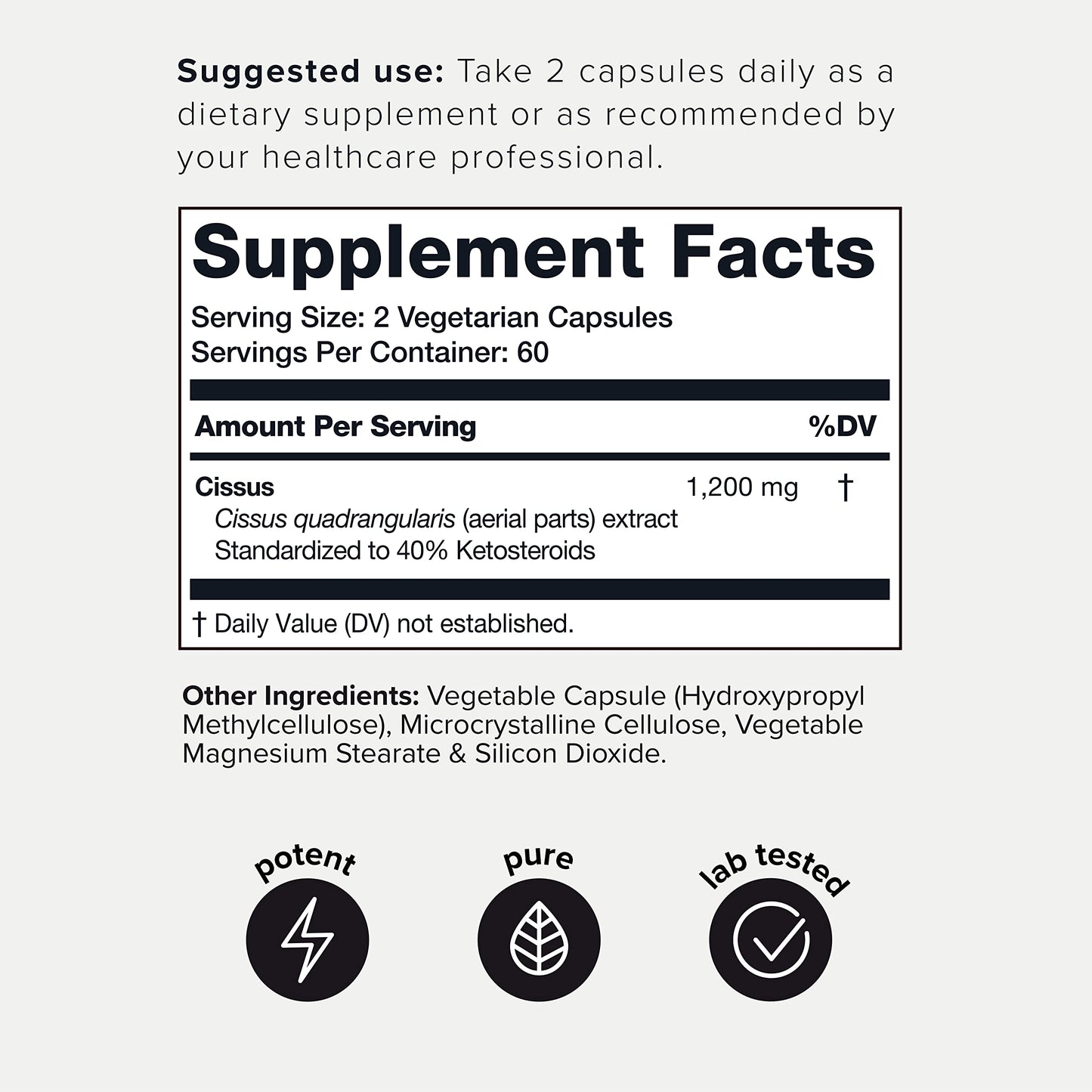 Toniiq Cissus Quadrangularis Capsules - Min. 40% Ketosteroids - Ultra High Strength Tendon and Joint Support Supplement - 1200mg Concentrated Cissus Extract - Wild Harvested in India - 120 Caps Toniiq buy supplements Au
