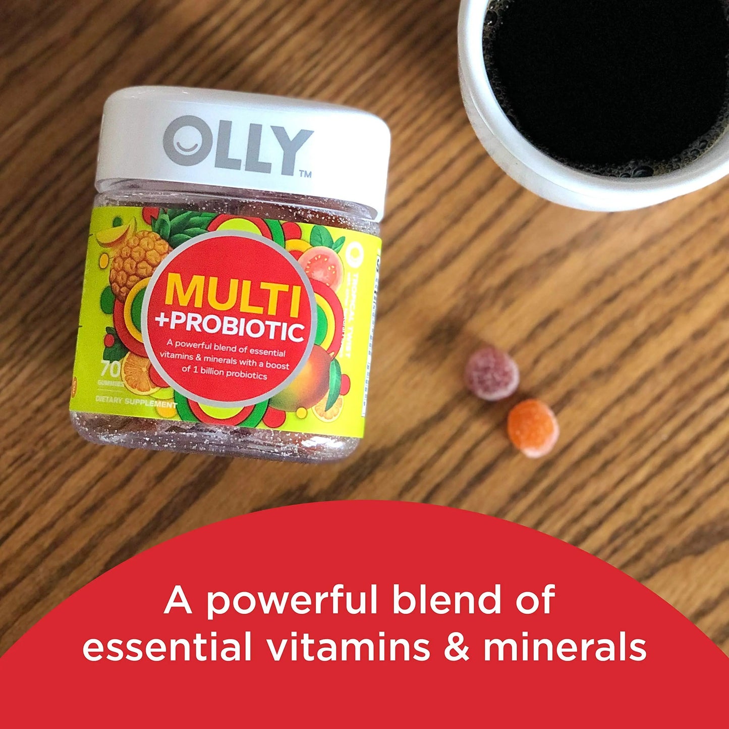 OLLY Multi + Probiotic Adult Multivitamin Gummy, 1 Billion CFUs, Digestive and Immune Support Chewable Supplement, Tropical Twist, 35 Day Supply - 70 Count OLLY buy supplements Au