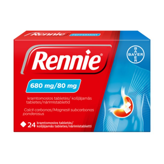 3 pack/72 Tablets Rennie (680 mg/80 mg) Heartburn & Indigestion Relief