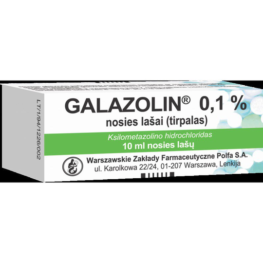 Nasal Decongestant Drops Galasolin 0.1mg | Rhinitis Drops | Xylometazoline 10ml