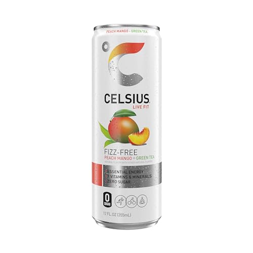 CELSIUS Peach Mango Green Tea, Functional Essential Energy Drink 12 Fl Oz (Pack of 12) CELSIUSBuy Supplements Australia