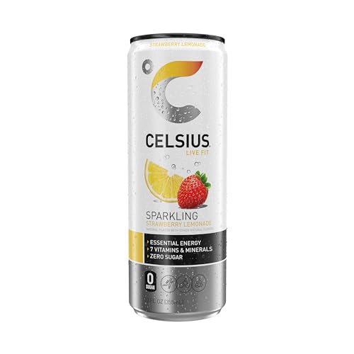 CELSIUS Sparkling Strawberry Lemonade, Functional Essential Energy Drink, 12 Fl Oz CELSIUSBuy Supplements Australia