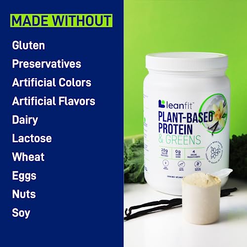 LeanFit Plant-Based Protein & Greens Natural Vanilla – 20g Plant Protein + 4 Leafy Greens LeanFitBuy Supplements Australia