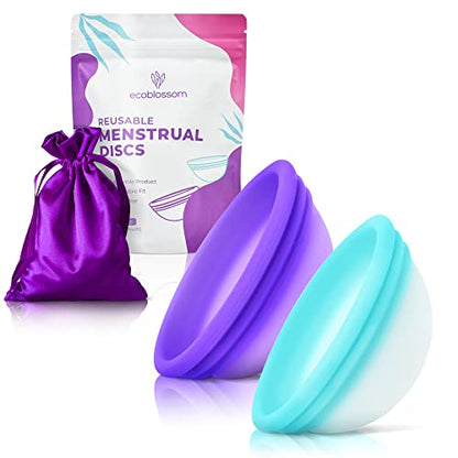 Ecoblossom Menstrual Original Disc - Set of 2 Reusable Period Discs Regular (Small & Large (Pack of 2))