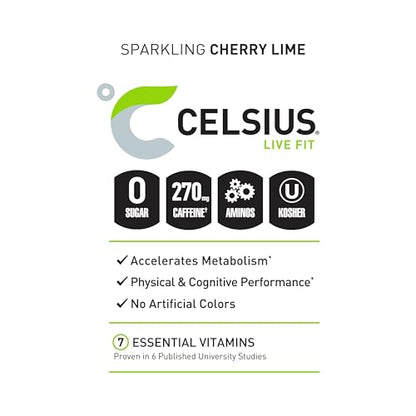 CELSIUS ESSENTIALS, Sparkling Cherry Limeade, Performance Energy Drink 16 Fl Oz CELSIUSBuy Supplements Australia