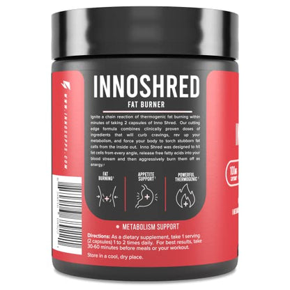 Inno Shred - Day Time Fat Burner | 100mg Capsimax, Grains of Paradise, Organic Caffeine InnoSuppsBuy Supplements Australia