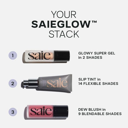Saie Mini Glowy Super Gel Lightweight llluminator & Makeup Primer - Sunglow (0.5 oz) + Dew Blush - Lightweight Liquid Blush with a Blendable + Buildable Cream Finish - Rosy (.40 oz) SaieBuy Supplements Australia