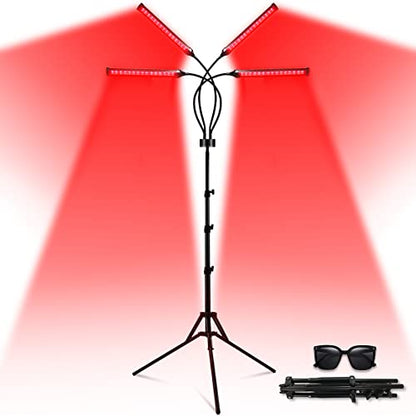 Devowellte Red Light Lamp for Face, 80 LEDs Red Light Lamp Height Free Adjustment Infrared Light