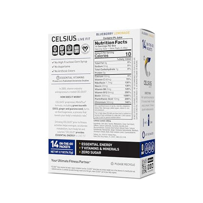 CELSIUS On-the-Go Essential Energy Drink Mix, Blueberry Lemonade (14 Stick Pack) CELSIUSBuy Supplements Australia
