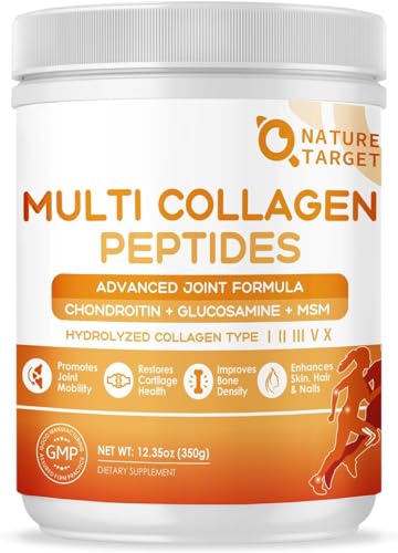 NATURE TARGET Multi-Collagen-Peptides-Powder for Joint Support, Hydrolyzed Collagen