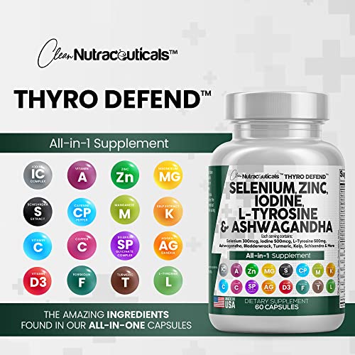 Selenium 300mcg Zinc 50mg Iodine 500mcg L Tyrosine 500mg Ashwagan