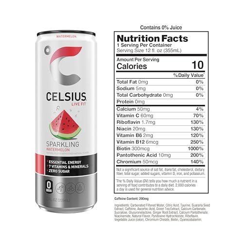 CELSIUS Sparkling Watermelon, Functional Essential Energy Drink 12 Fl Oz (Pack of 12) CELSIUSBuy Supplements Australia