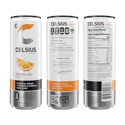 CELSIUS Sparkling Orange, Functional Essential Energy Drink 12 Fl Oz (Pack of 12) CELSIUSBuy Supplements Australia
