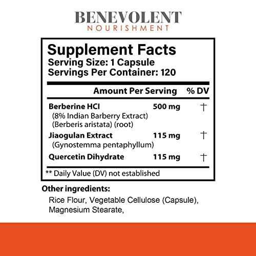 Premium Berberine HCL 730mg - 120 VCAPS Perfect Trio Complex with Non-GMO Jiaogulan Benevolent NourishmentBuy Supplements Australia