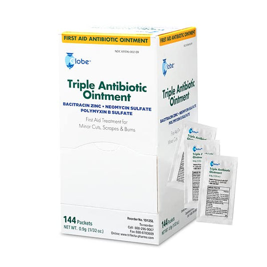 Globe (144 Packets) Triple Antibiotic Ointment 0.9g, Single Packet, First Aid Ointment 