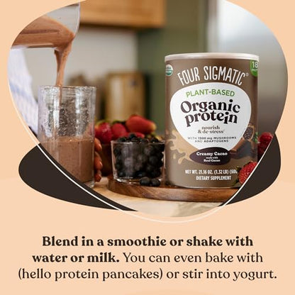 Four Sigmatic Organic Plant-Based Protein Powder Creamy Cacao Protein with Lion’s Mane Four SigmaticBuy Supplements Australia