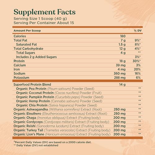 Four Sigmatic Organic Plant-Based Protein Powder Peanut Butter Protein with Lion’s Mane Four SigmaticBuy Supplements Australia