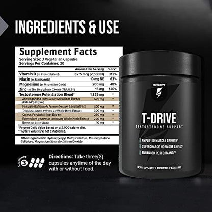 InnoSupps : T-Drive | Testosterone Booster | Amplify Muscle Growth | KSM-66 Ashwagand InnoSuppsBuy Supplements Australia