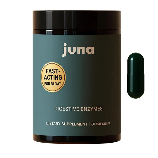Juna Digestive Enzymes + Probiotic — 3-in-1 Daily Gut Support for Bloat Relief, Smooth Digestion & Microbiome Balance | 15 Enzymes, 5 Probiotics, 8 Botanicals | Vegan, 3rd-Party Tested | 60 Capsules Juna buy supplements Au