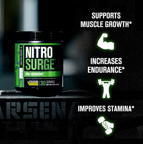 Jacked Factory Nitrosurge Pre-Workout in Sour Peach Rings & Creatine Monohydrate for Men & Women
