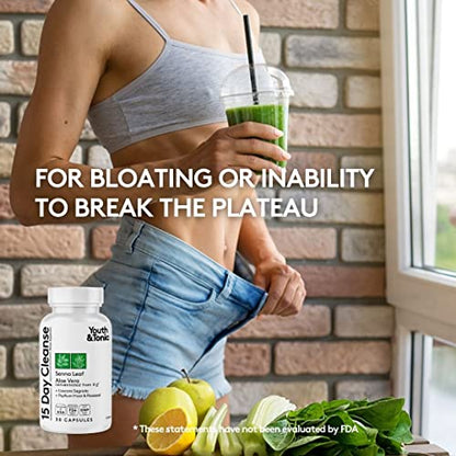 Youth & Tonic 15 Day Colon Cleanser & Detox for Waste Loss to Feel Lighter