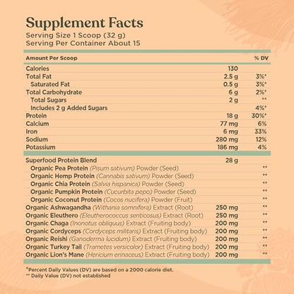 Four Sigmatic Organic Plant-Based Protein Powder Unflavored Protein with Lion’s Mane Four SigmaticBuy Supplements Australia