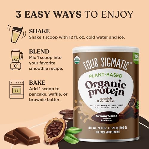 Four Sigmatic Organic Plant-Based Protein Powder Creamy Cacao Protein with Lion’s Mane Four SigmaticBuy Supplements Australia