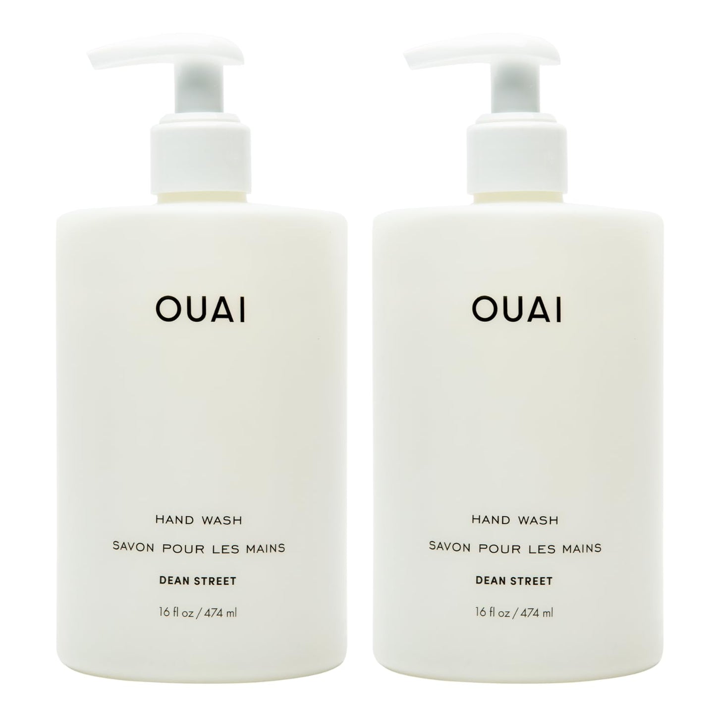 OUAI Hand Wash Full Size, Dean Street - Liquid Hand Soap with Jojoba, Avocado, & Rose Hip Oil for Replenished Skin - Gentle Exfoliating Kitchen & Bathroom Soap - (2 Pack, 16 Fl Oz Each) OUAIBuy Supplements Australia