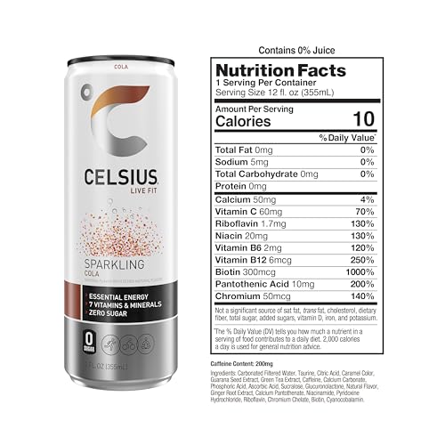 CELSIUS Sparkling Cola, Functional Essential Energy Drink 12 Fl Oz (Pack of 12) CELSIUSBuy Supplements Australia