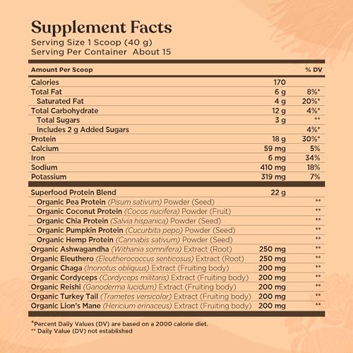 Four Sigmatic Organic Plant-Based Protein Powder Creamy Cacao Protein with Lion’s Mane Four SigmaticBuy Supplements Australia