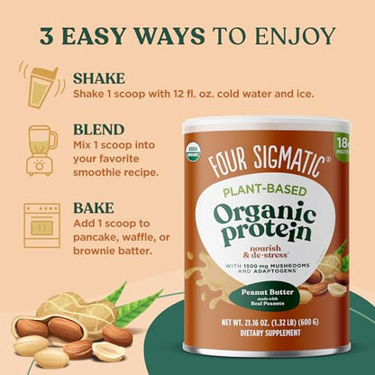 Four Sigmatic Organic Plant-Based Protein Powder Peanut Butter Protein with Lion’s Mane Four SigmaticBuy Supplements Australia