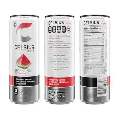 CELSIUS Sparkling Watermelon, Functional Essential Energy Drink 12 Fl Oz (Pack of 12) CELSIUSBuy Supplements Australia