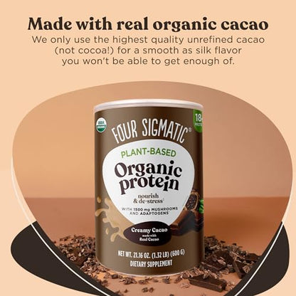 Four Sigmatic Organic Plant-Based Protein Powder Creamy Cacao Protein with Lion’s Mane Four SigmaticBuy Supplements Australia