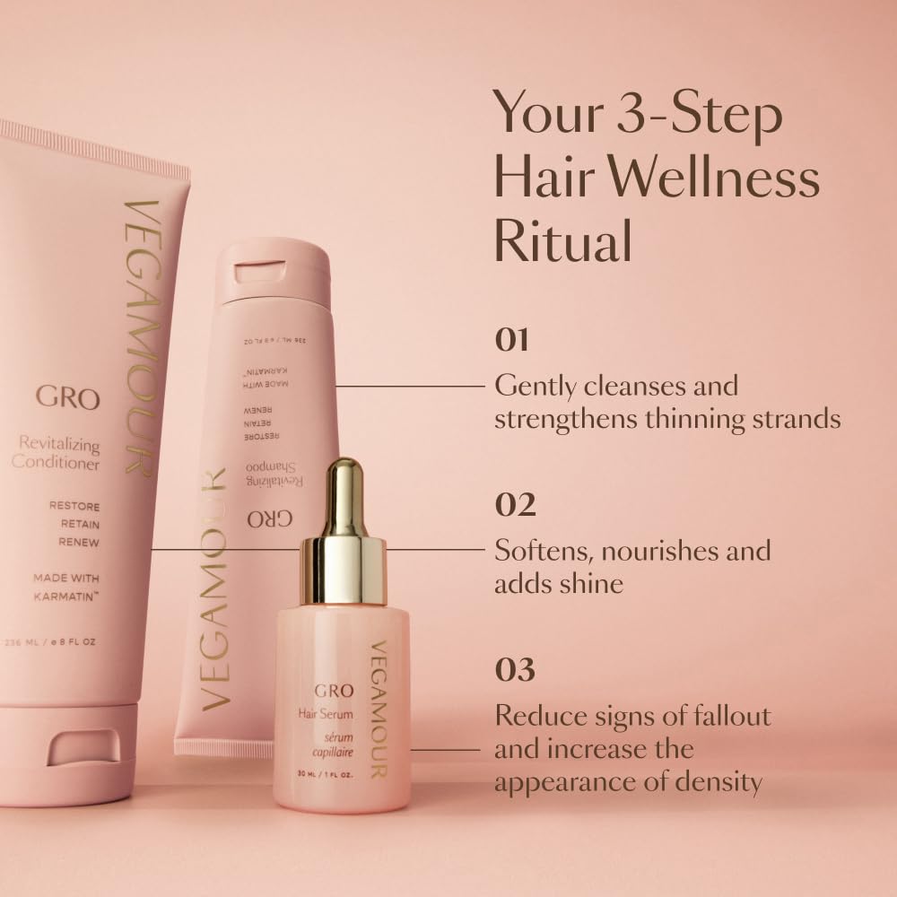 VEGAMOUR GRO Revitalizing Conditioner | Smooths, Strengthens and Adds Shine to Thinning Hair | Clean, Vegan, Cruelty-Free, Clinically Proven and Color Safe (8 Fl Oz) VEGAMOURBuy Supplements Australia