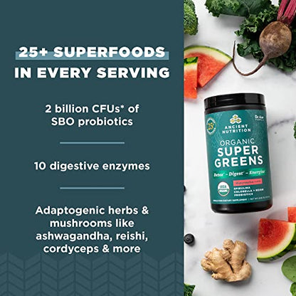 Ancient Nutrition Organic Watermelon Supergreens, 8.82 OZ Ancient NutritionBuy Supplements Australia