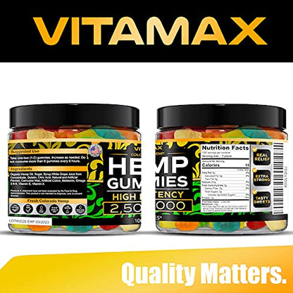 Vitamax Hemp Gummies - Great for Peace & Relaxation - 2,500,000 - Natural Fruit Flavors VitamaxBuy Supplements Australia