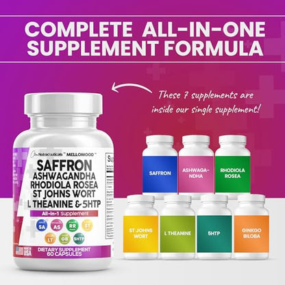 Clean Saffron Supplements with Ashwagandha 8000mg - Mood Support with L-Theanine Clean NutraceuticalsBuy Supplements Australia
