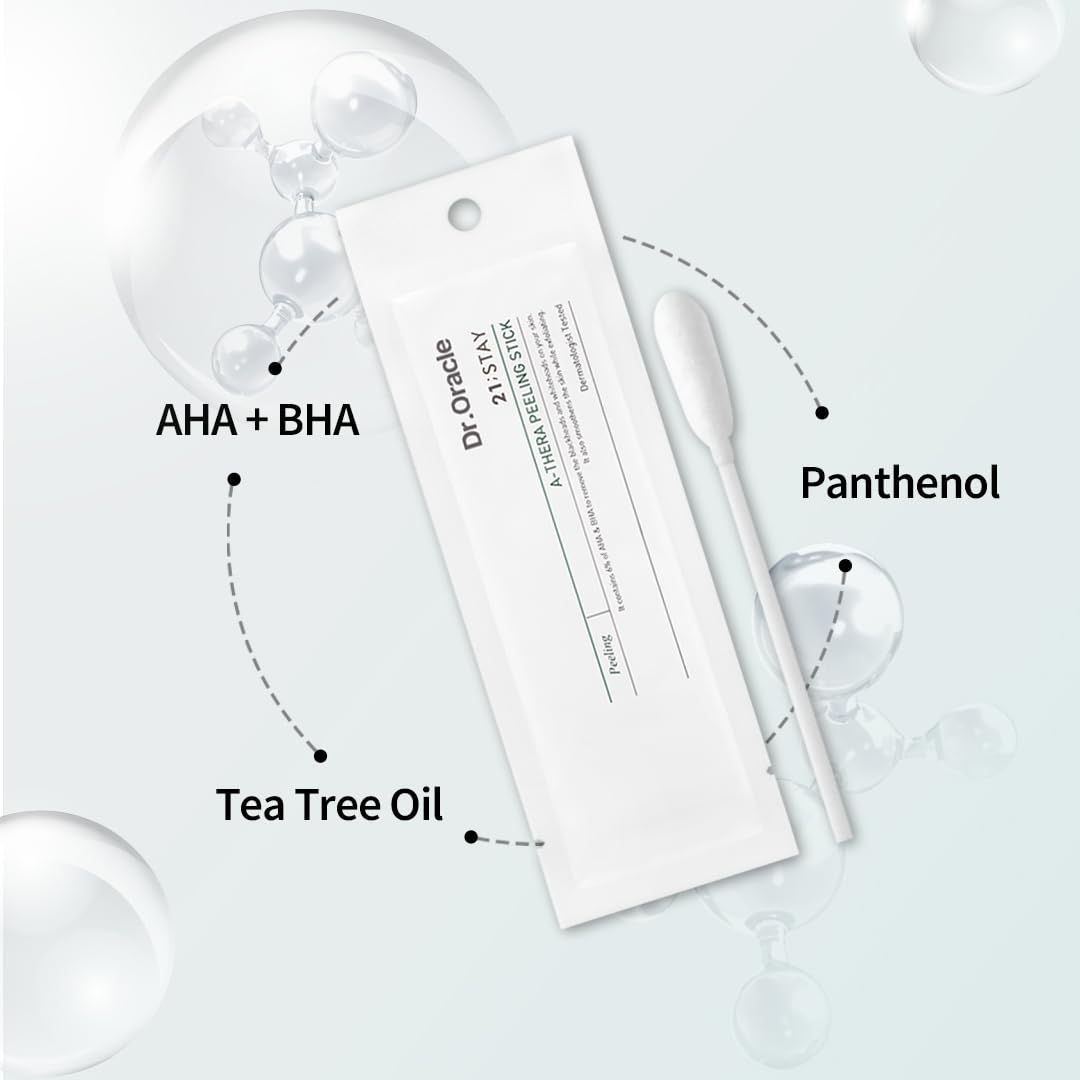 DR.ORACLE 21 Stay A-Thera Peeling Stick for Sensitive Skin - AHA, BHA, Tea Tree Oil, Exfoliating Swabs for Blackheads, Whiteheads, Enlarged Pores, Korean Skincare, Dermatologist Tested, 1Pack of 10ea DR.ORACLE buy supplements Au